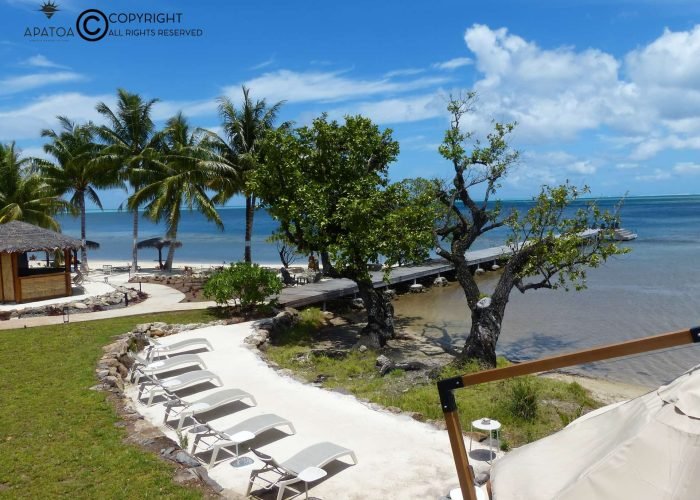 hôtel apatoa Raiatea - petite plage, ponton et lagon